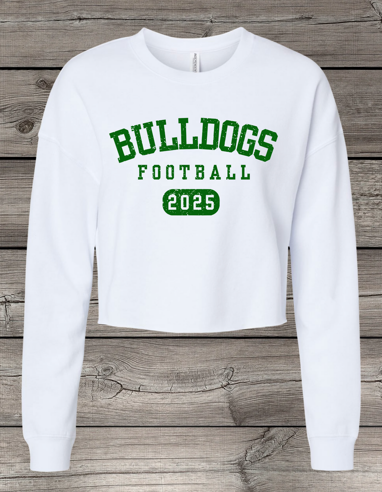 BULLDOGS Football | Mount Vernon Bulldogs Football Crop Crewneck Sweatshirt – Independent Trading Co. | Optional Name on Back or Sleeve