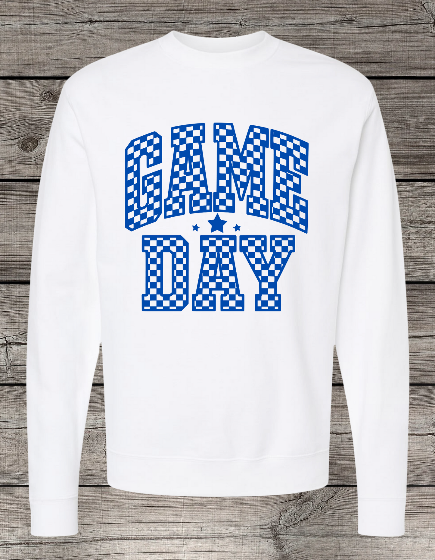 Game Day Checkered Logo Crewneck or T-Shirt | Blue Logo – Spirit Wear Essential