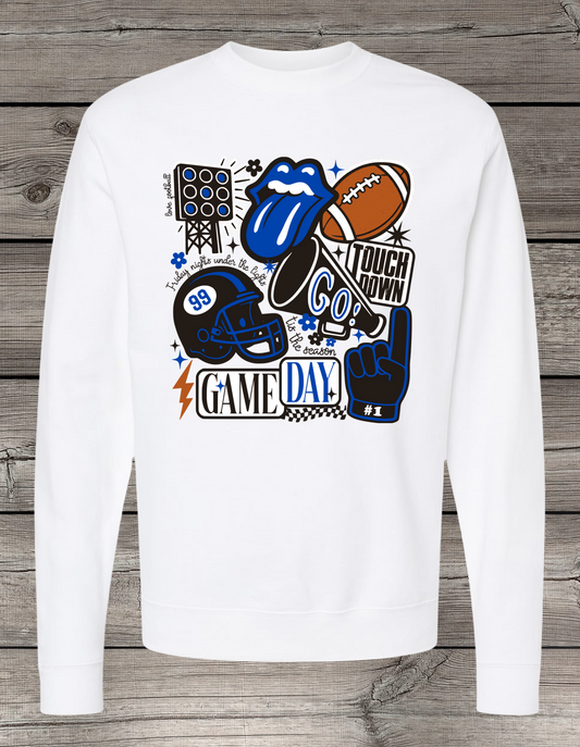 Football Game Day Tee – Bold Blue & White Spirit Shirt – Spirit Wear Essential