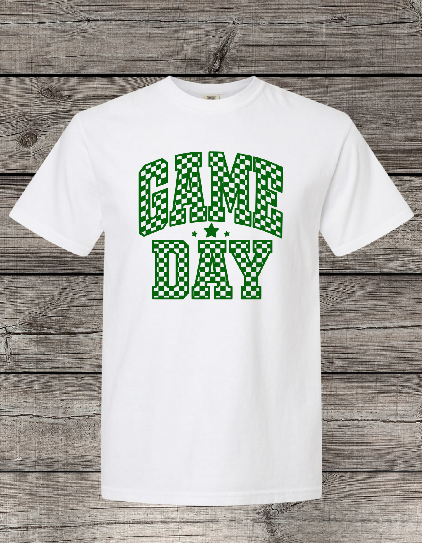 Game Day Checkered Logo Crewneck or T-Shirt | Green Logo – Spirit Wear Essential