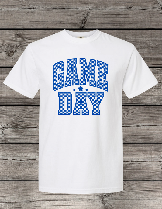 Game Day Checkered Logo Crewneck or T-Shirt | Blue Logo – Spirit Wear Essential