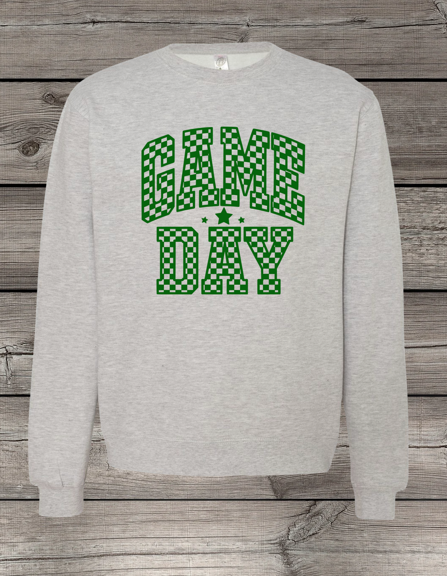 Game Day Checkered Logo Crewneck or T-Shirt | Green Logo – Spirit Wear Essential
