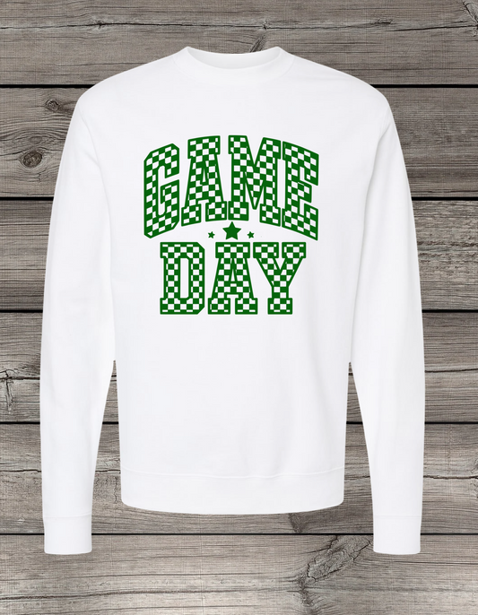Game Day Checkered Logo Crewneck or T-Shirt | Green Logo – Spirit Wear Essential