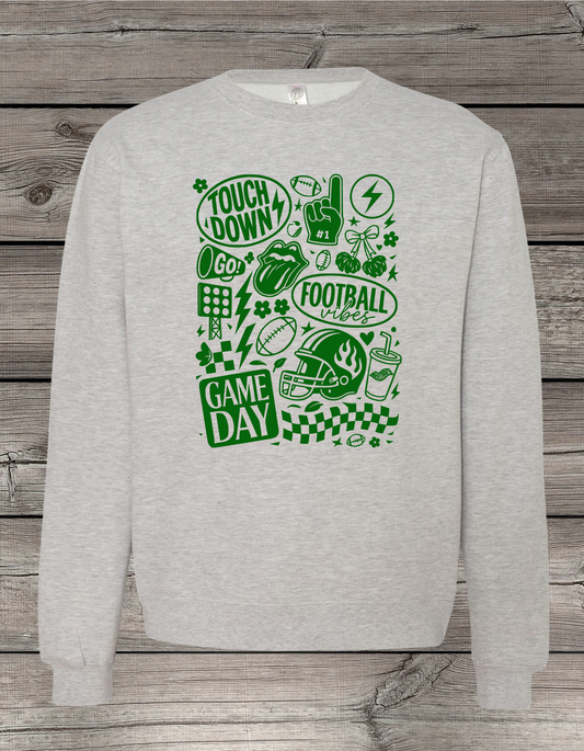 Game Day Football Collage Crewneck or T-Shirt | Green Logo – Football Spirit Wear