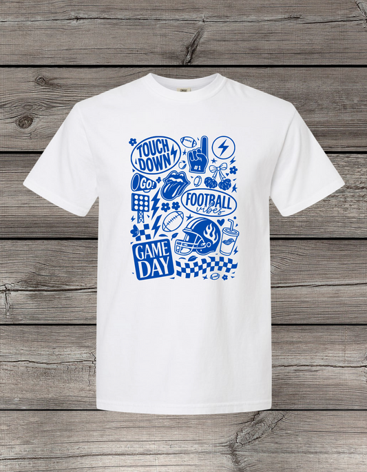 Game Day Football Collage Crewneck or T-Shirt | Blue Logo – Football Spirit Wear