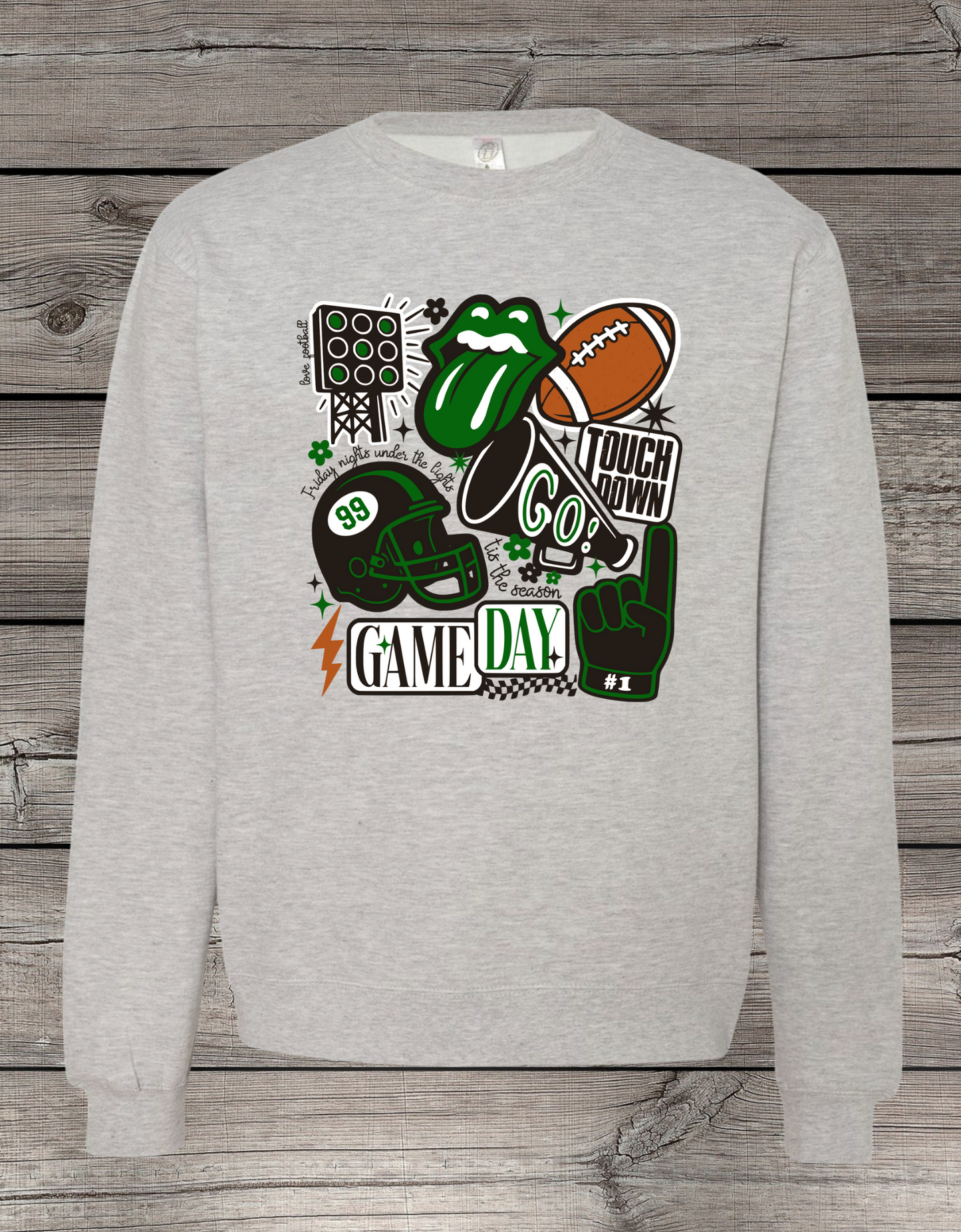 Football Game Day Tee – Bold Green & White Spirit Shirt – Spirit Wear Essential