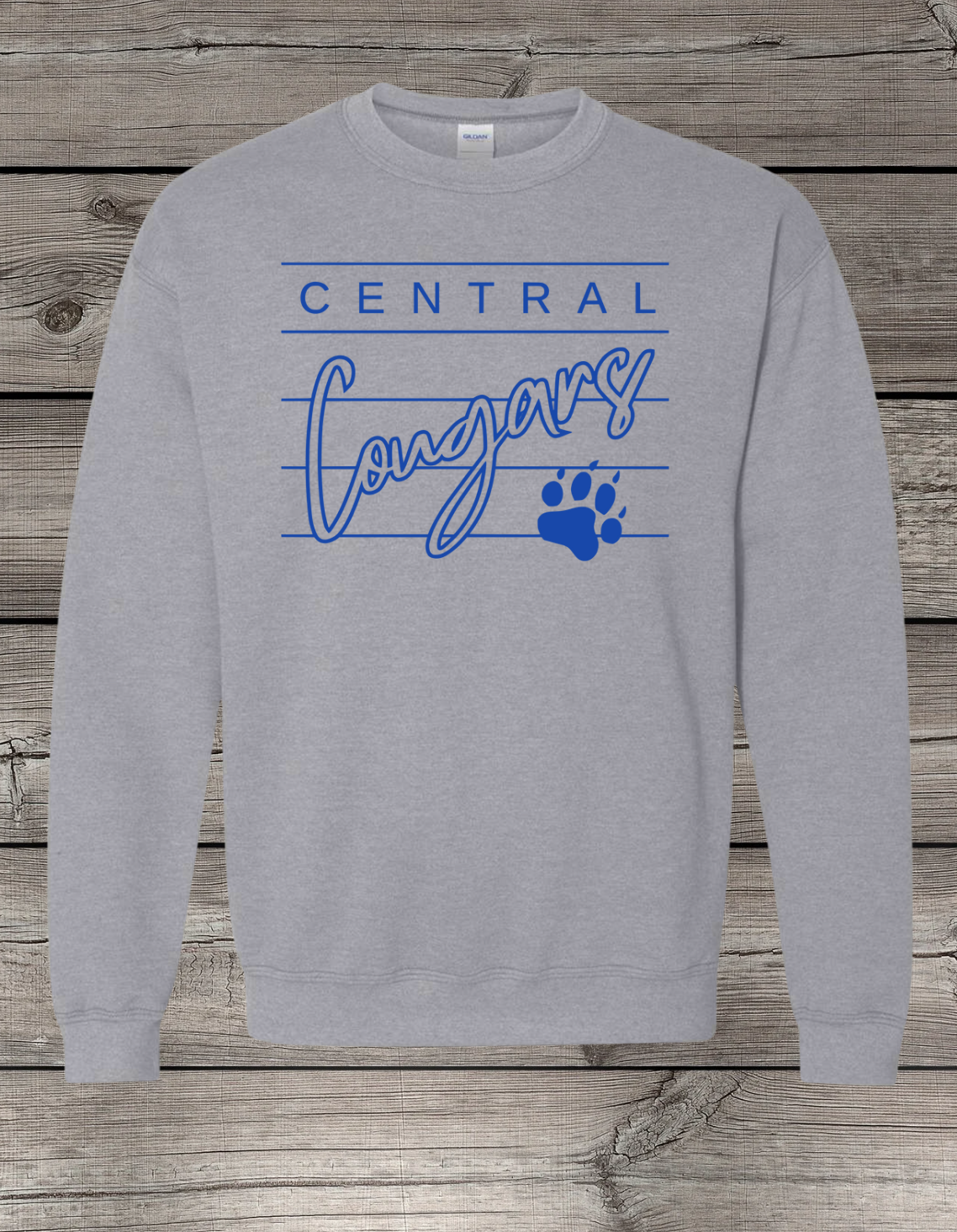 Central Cougars Elementary Crewneck Sweatshirt | Youth & Adult Sizes | Lined Central Cougars