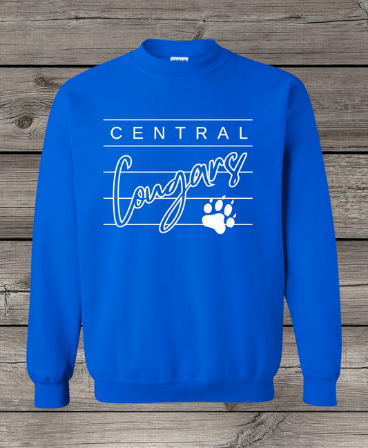 Central Cougars Elementary Crewneck Sweatshirt | Youth & Adult Sizes | Lined Central Cougars