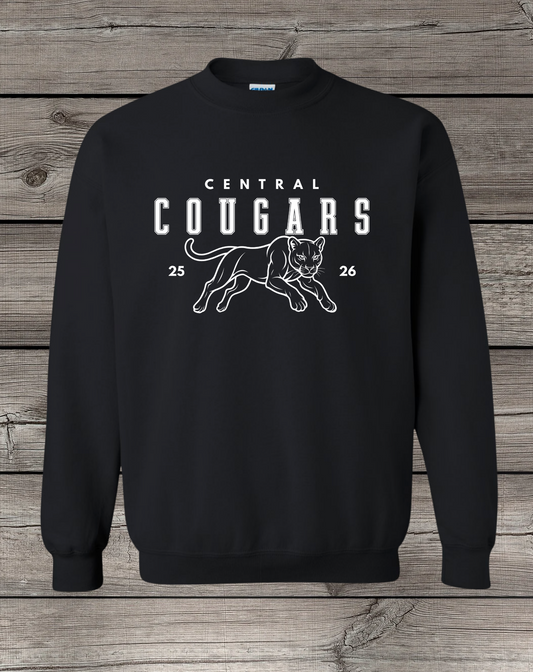 Central Cougars Elementary Crewneck Sweatshirt | Youth & Adult Sizes | Central Cougars 25/26