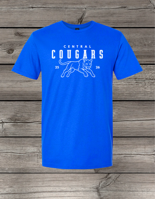 Central Cougars Elementary T-Shirt | Youth & Adult Sizes | Cougars Spirit Wear | Central Cougars 25/26