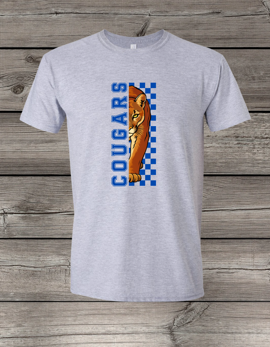 Central Cougars Elementary T-Shirt | Youth & Adult Sizes | Cougars Spirit Wear | Checkered Cougar