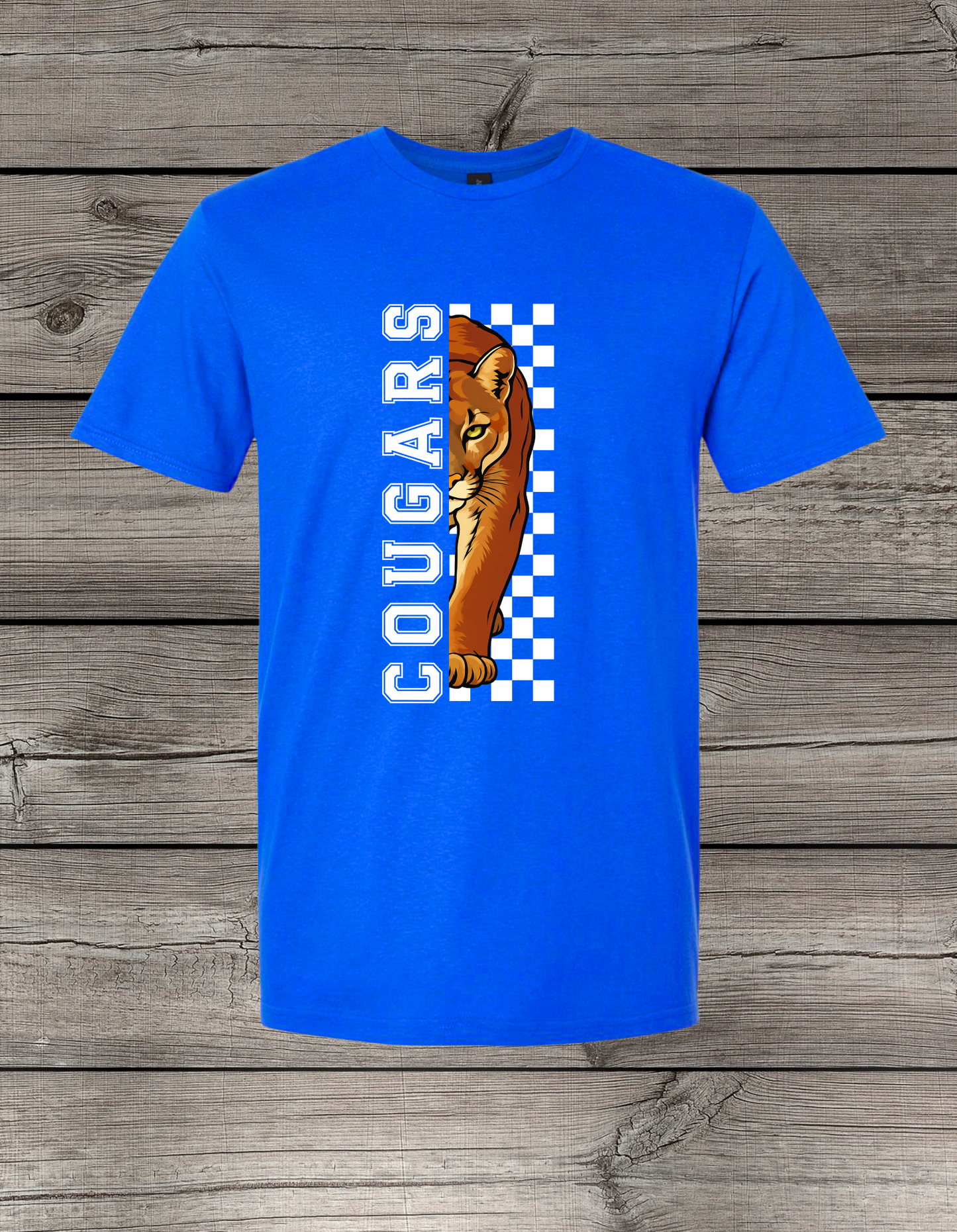 Central Cougars Elementary T-Shirt | Youth & Adult Sizes | Cougars Spirit Wear | Checkered Cougar