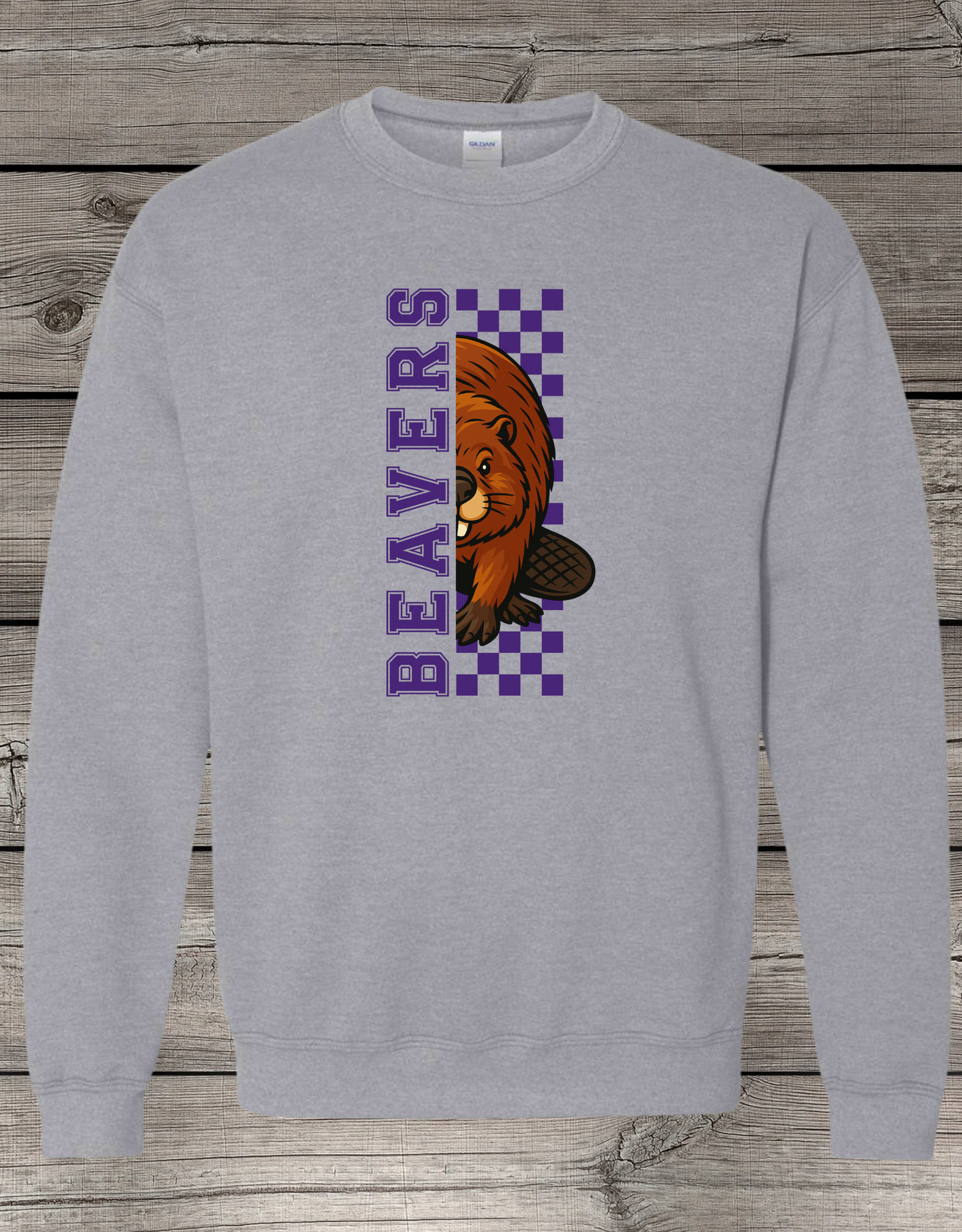 Big Lake Elementary Crewneck Sweatshirt | Youth & Adult Sizes | Checkered Big Lake Beavers