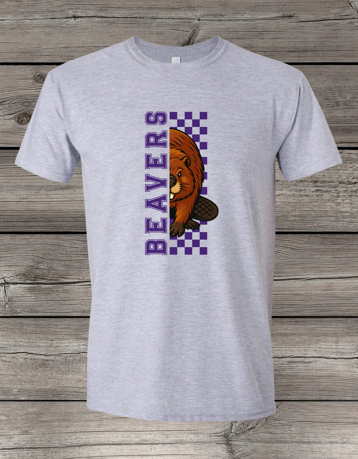 Big Lake Elementary T-Shirt | Youth & Adult Sizes | Beavers Spirit Wear | Checkered Big Lake Beavers