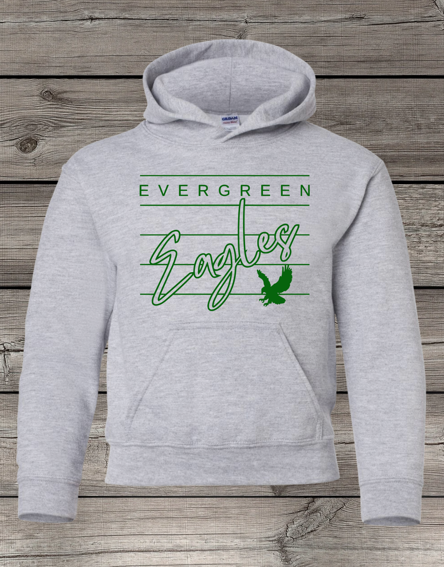 Evergreen Eagles Hoodie | School Spirit Wear | Youth & Adult Sizes | Lined Eagle