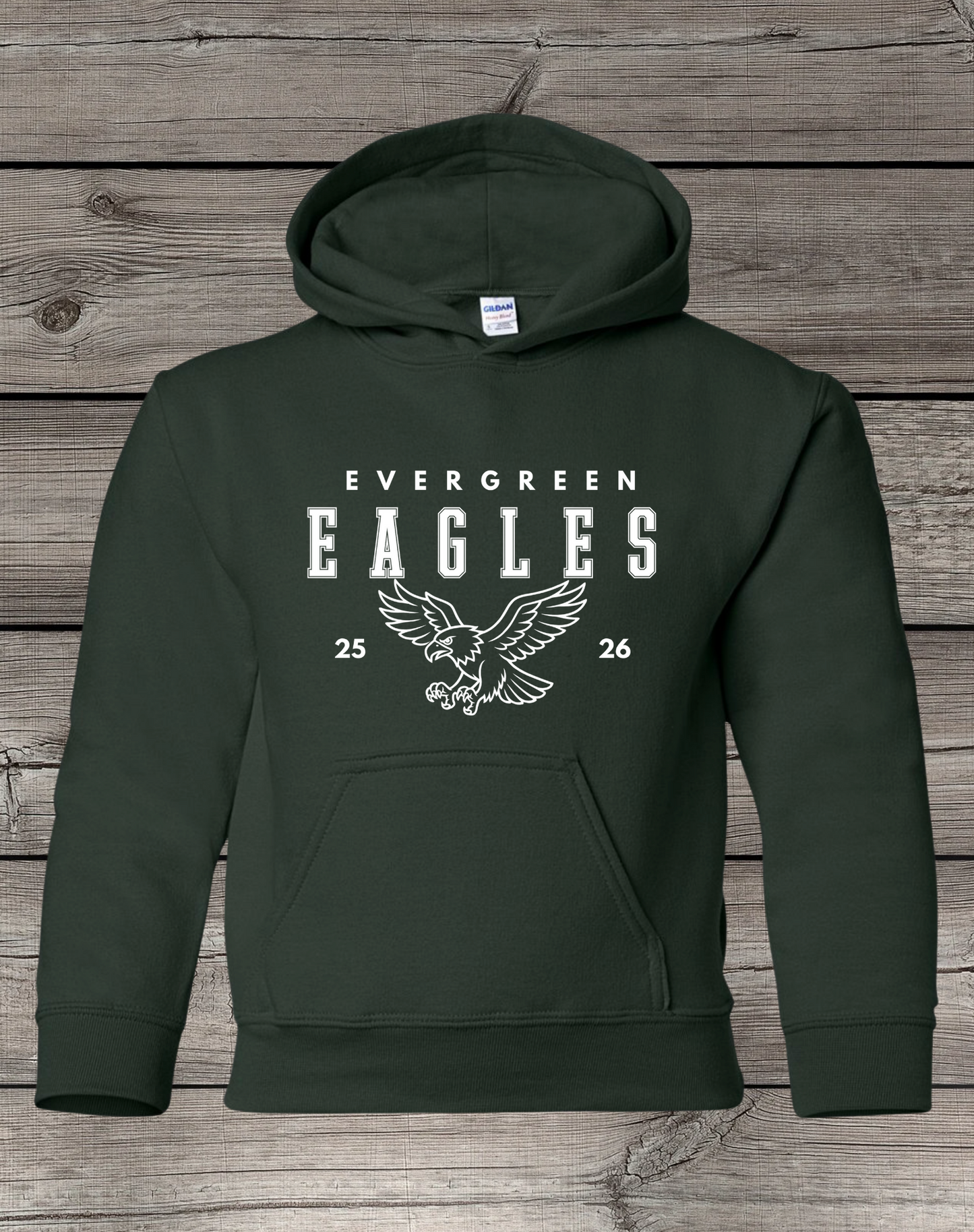 Evergreen Eagles Hoodie | School Spirit Wear | Youth & Adult Sizes | Eagles 25/26