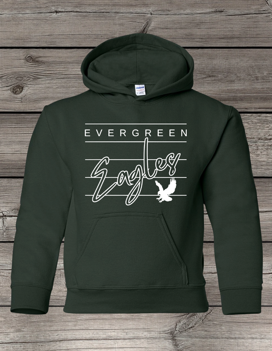 Evergreen Eagles Hoodie | School Spirit Wear | Youth & Adult Sizes | Lined Eagle