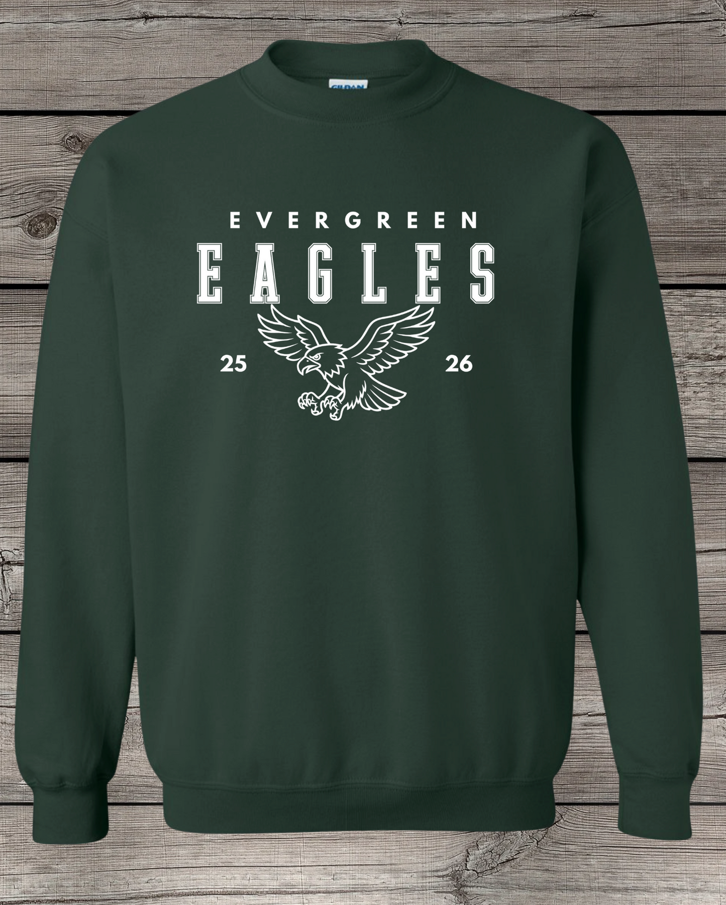 Evergreen Eagles Crewneck Sweatshirt | School Spirit Wear | Youth & Adult Sizes | Eagles 25/26