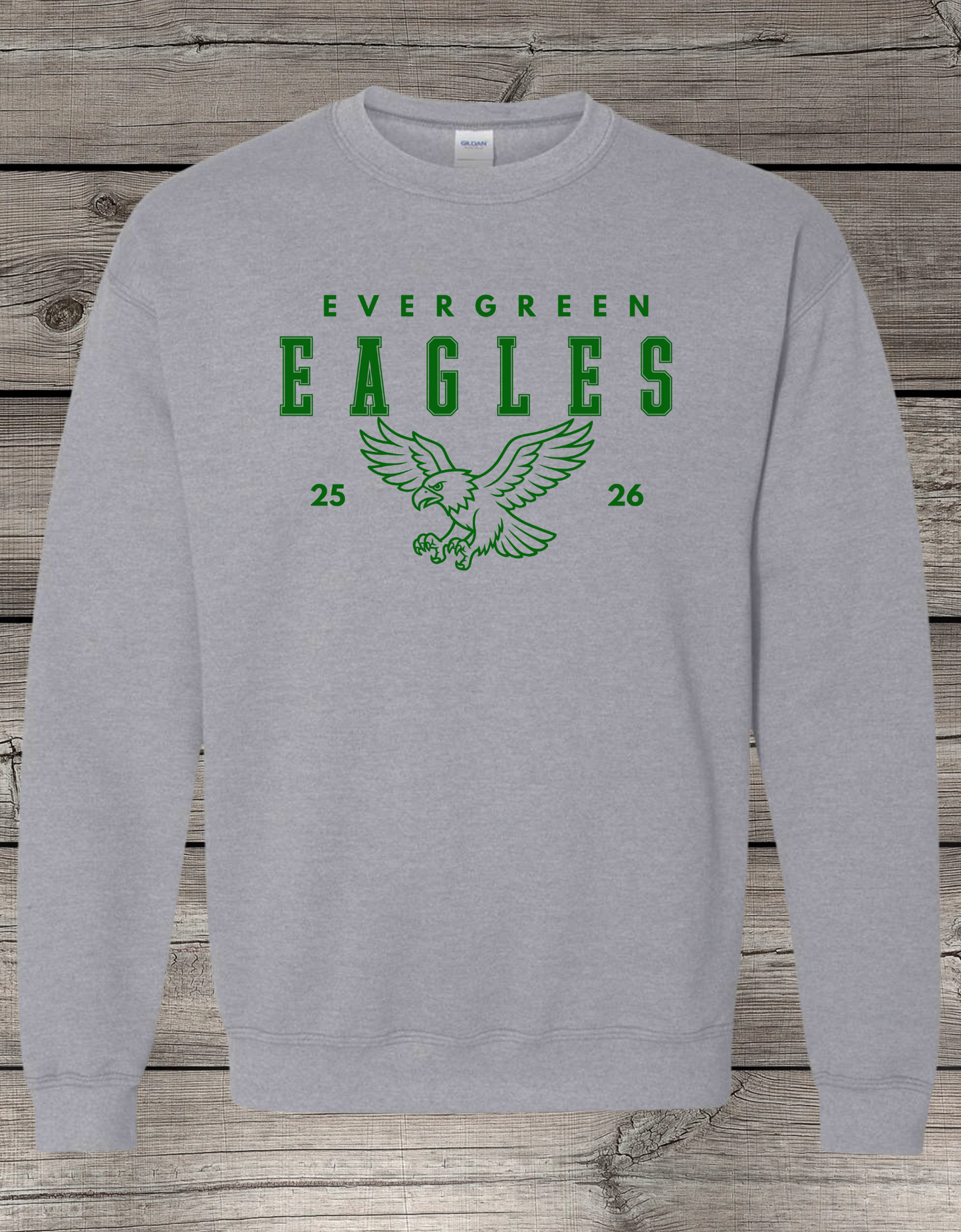 Evergreen Eagles Crewneck Sweatshirt | School Spirit Wear | Youth & Adult Sizes | Eagles 25/26