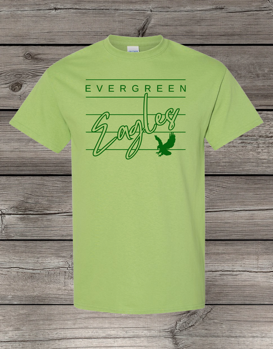 Evergreen Eagles T-Shirt | School Spirit Wear | Youth & Adult Sizes | Lined Eagle