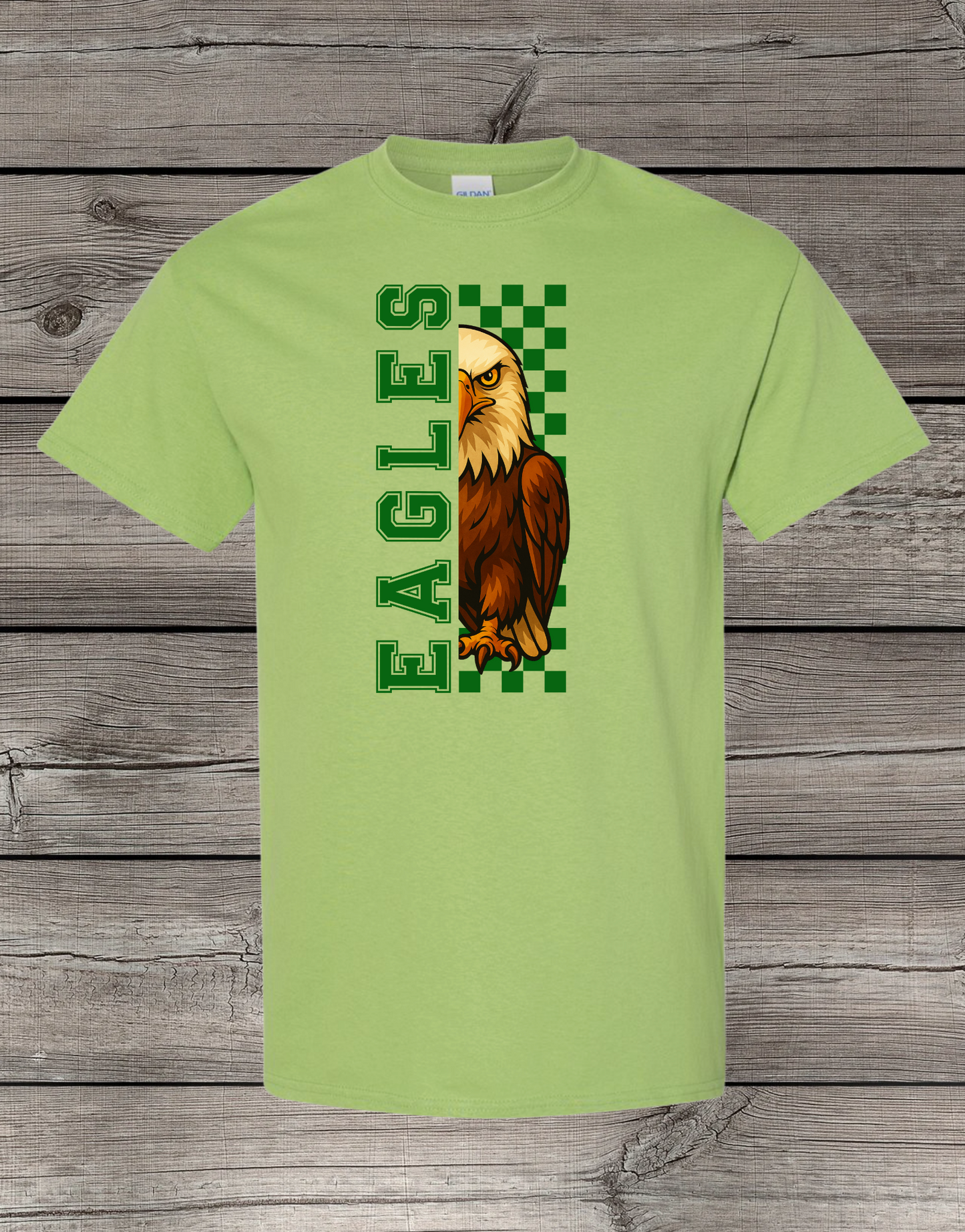 Evergreen Eagles T-Shirt | School Spirit Wear | Youth & Adult Sizes | Checkered Eagle