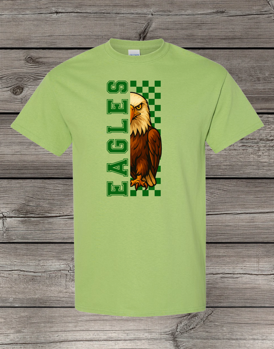 Evergreen Eagles T-Shirt | School Spirit Wear | Youth & Adult Sizes | Checkered Eagle