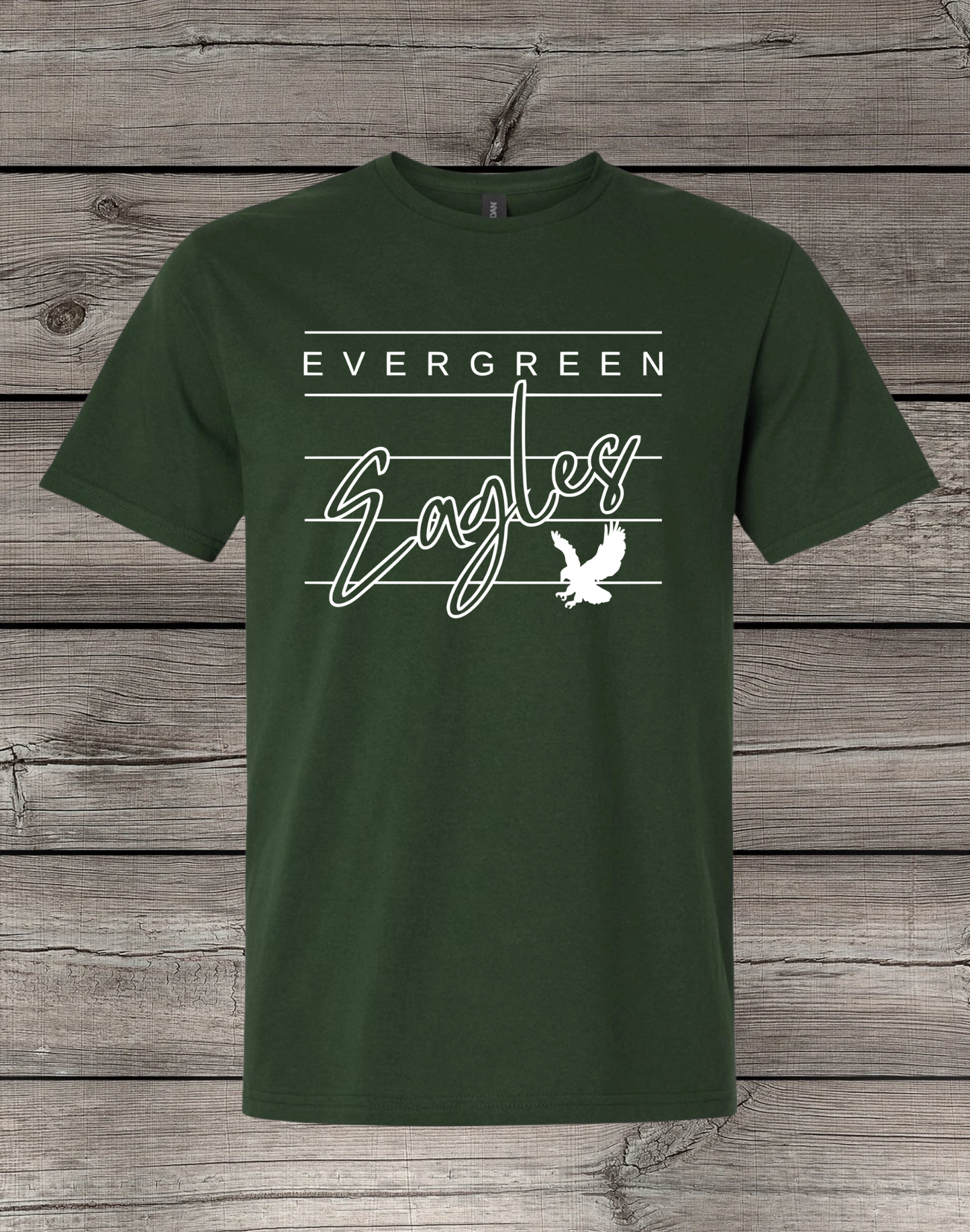 Evergreen Eagles T-Shirt | School Spirit Wear | Youth & Adult Sizes | Lined Eagle