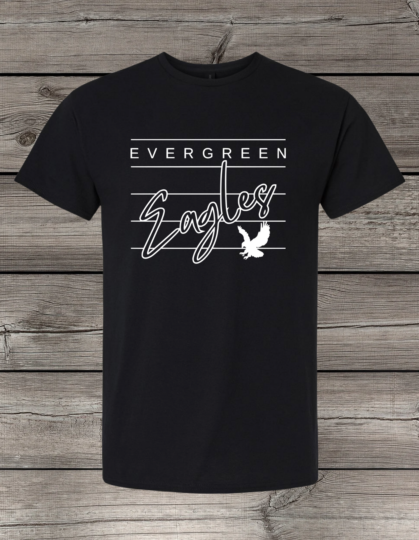 Evergreen Eagles T-Shirt | School Spirit Wear | Youth & Adult Sizes | Lined Eagle