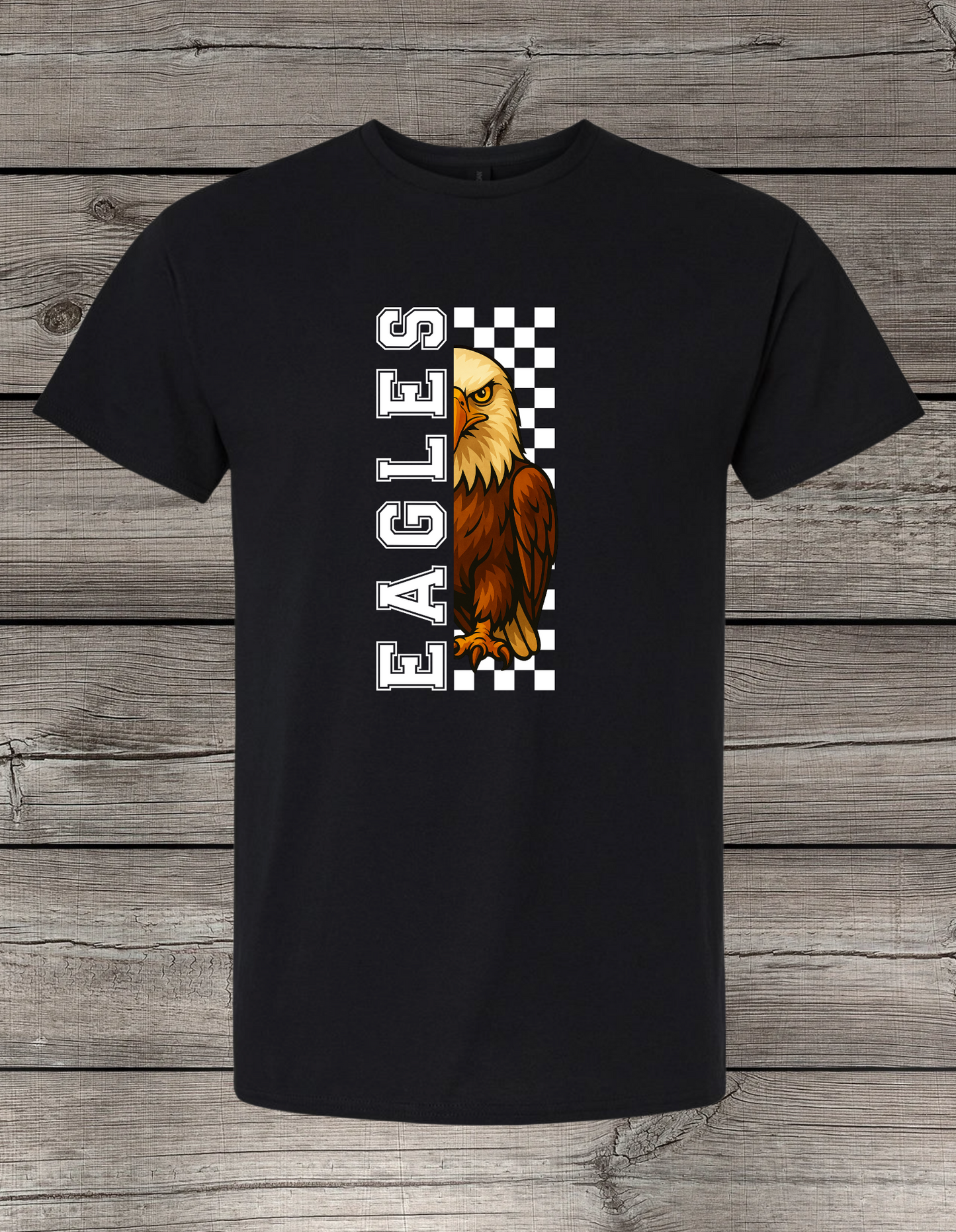 Evergreen Eagles T-Shirt | School Spirit Wear | Youth & Adult Sizes | Checkered Eagle