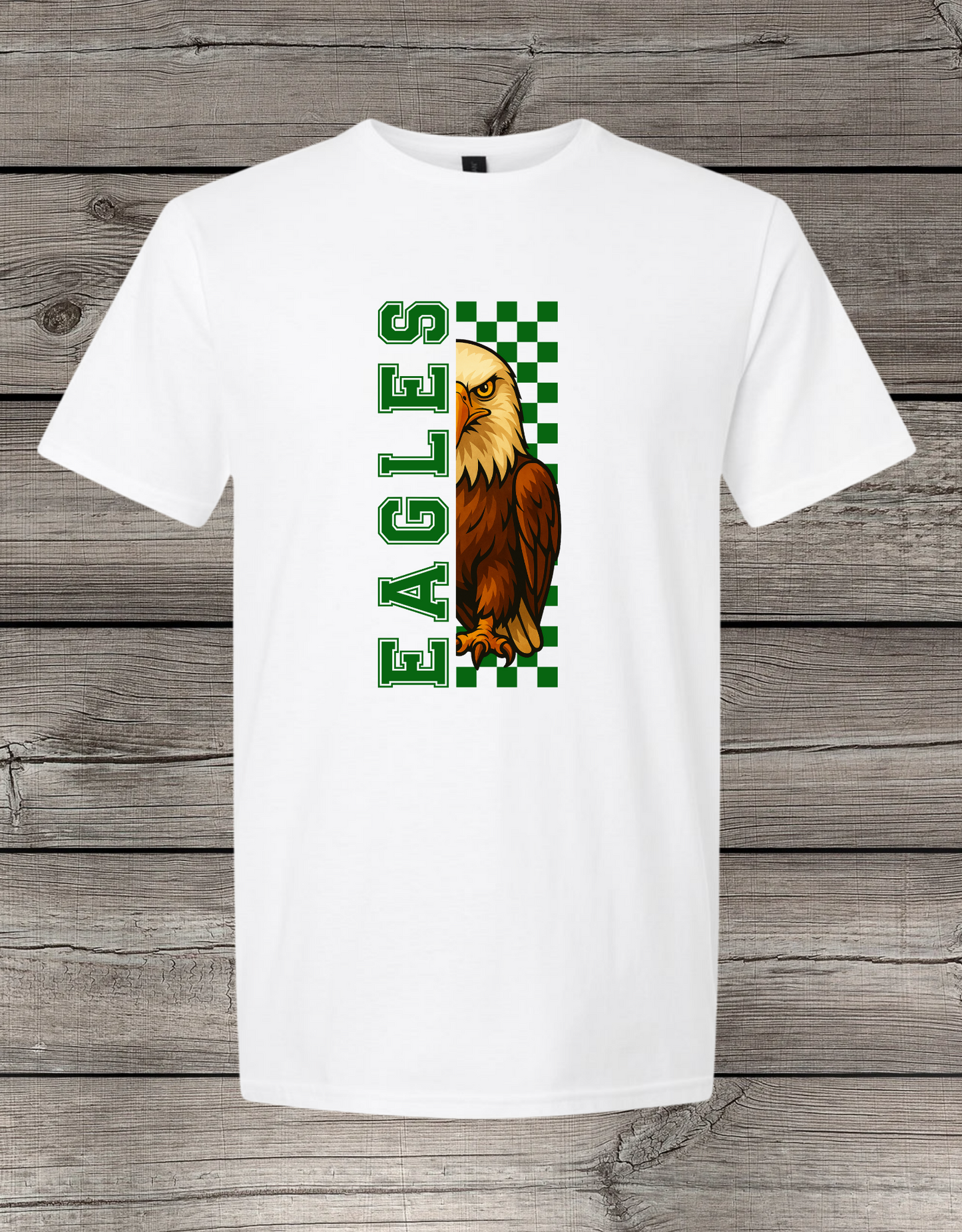 Evergreen Eagles T-Shirt | School Spirit Wear | Youth & Adult Sizes | Checkered Eagle