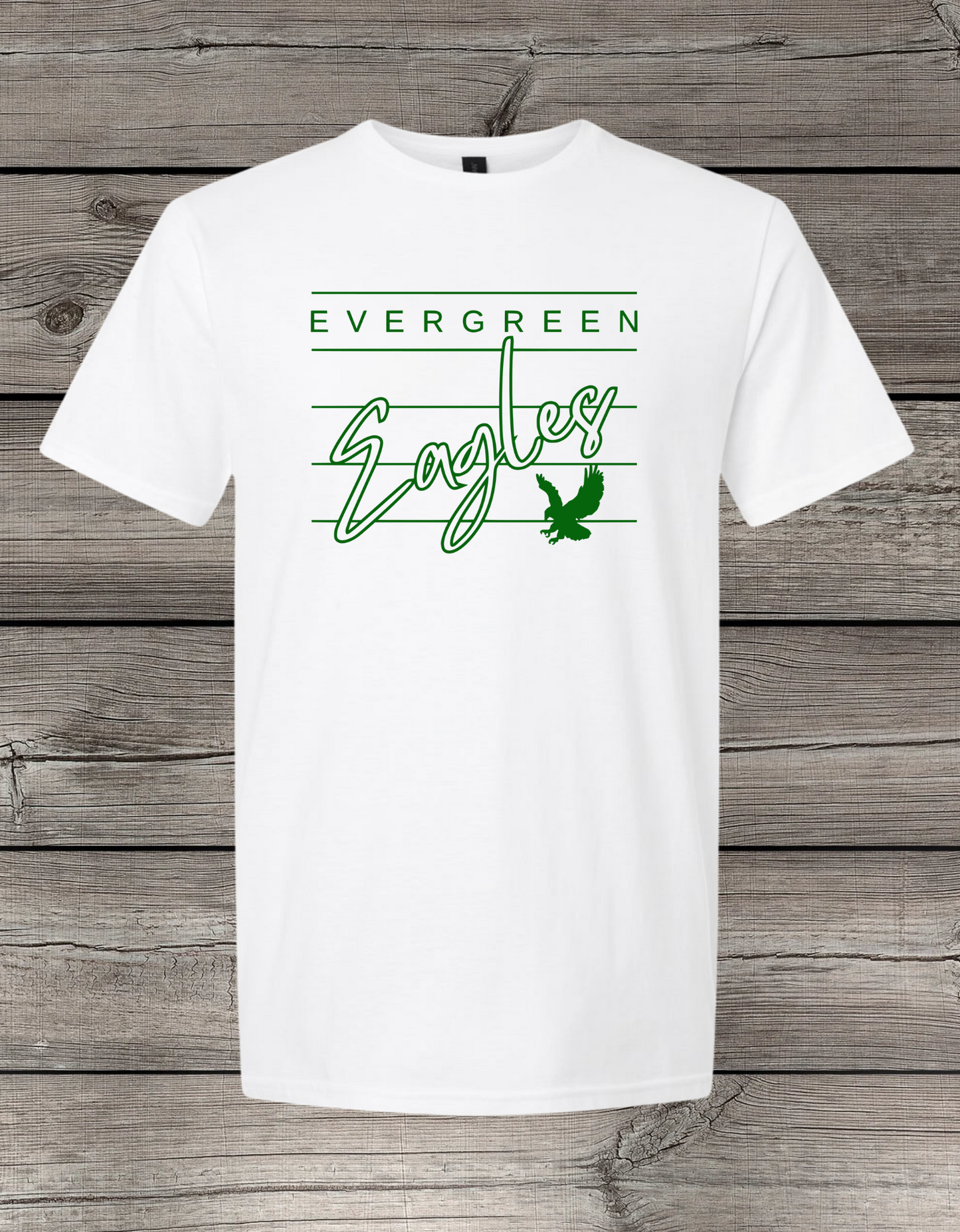 Evergreen Eagles T-Shirt | School Spirit Wear | Youth & Adult Sizes | Lined Eagle