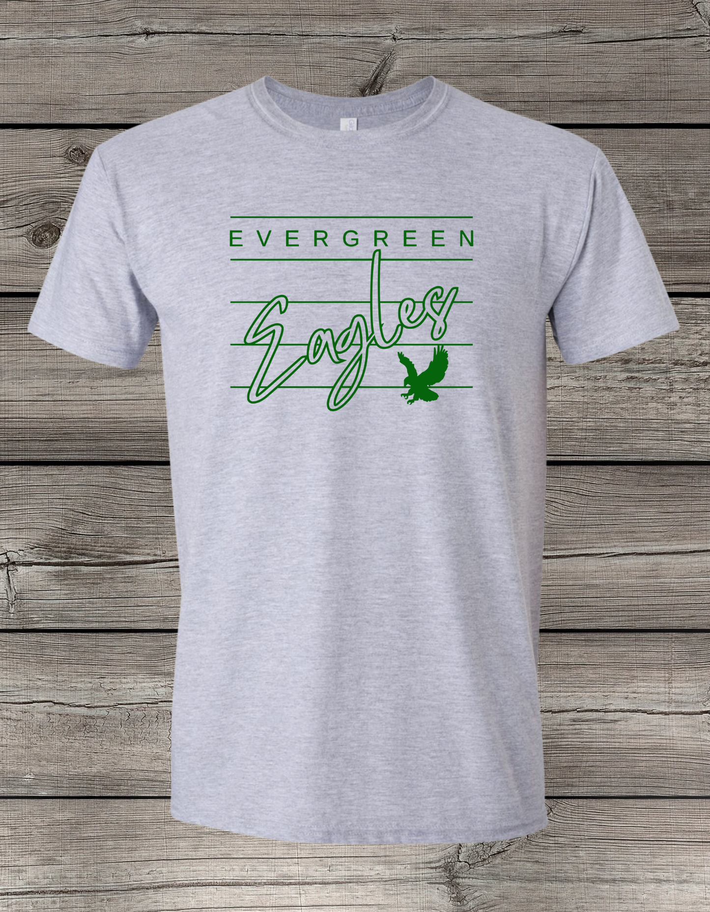 Evergreen Eagles T-Shirt | School Spirit Wear | Youth & Adult Sizes | Lined Eagle