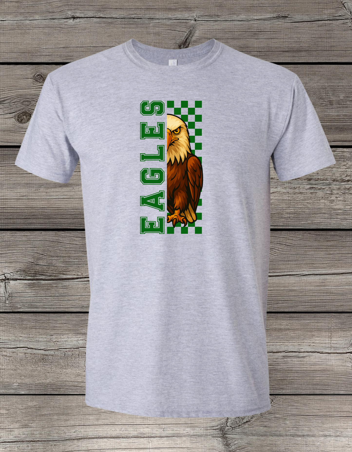 Evergreen Eagles T-Shirt | School Spirit Wear | Youth & Adult Sizes | Checkered Eagle