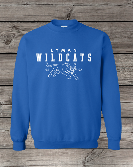 Lyman Wildcats Crewneck Sweatshirt | School Spirit Wear | Youth & Adult Sizes | Lyman Wildcats 25/26