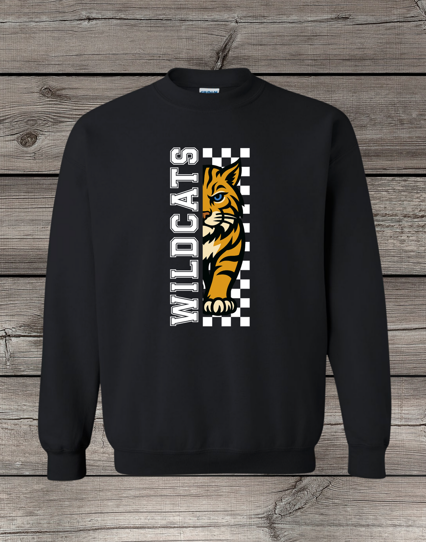 Lyman Wildcats Crewneck Sweatshirt | School Spirit Wear | Youth & Adult Sizes | Lyman Wildcats Checkered