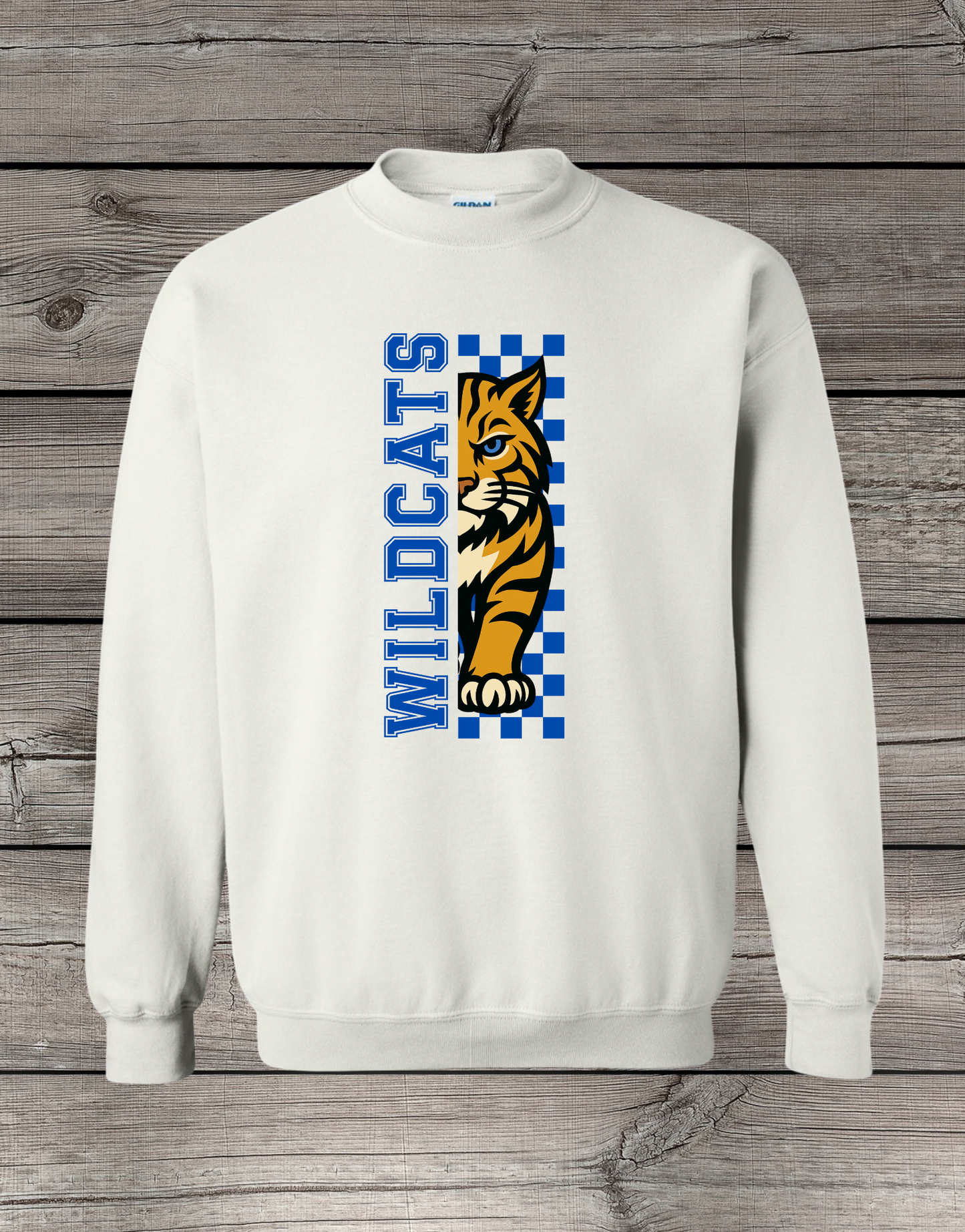 Lyman Wildcats Crewneck Sweatshirt | School Spirit Wear | Youth & Adult Sizes | Lyman Wildcats Checkered