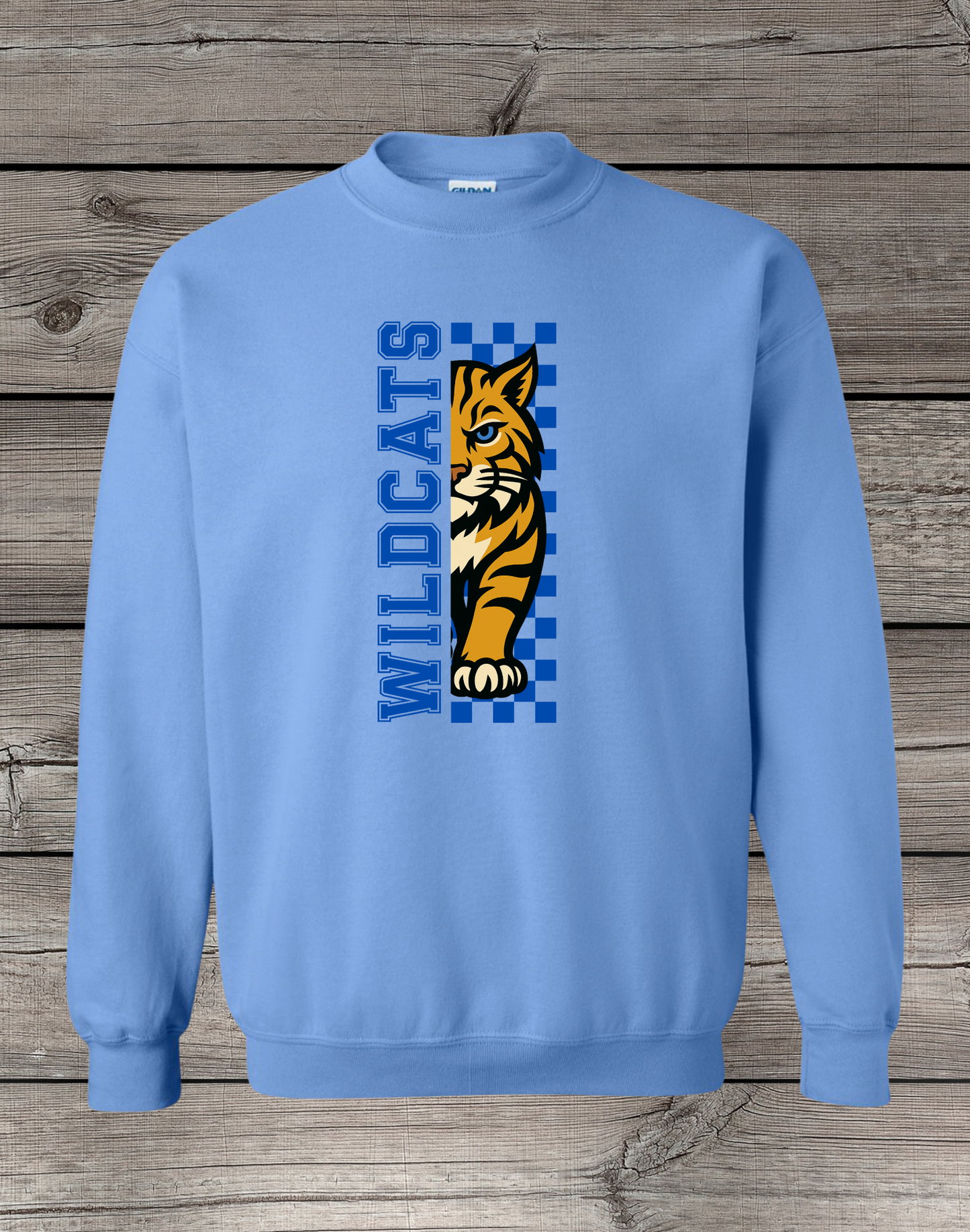 Lyman Wildcats Crewneck Sweatshirt | School Spirit Wear | Youth & Adult Sizes | Lyman Wildcats Checkered