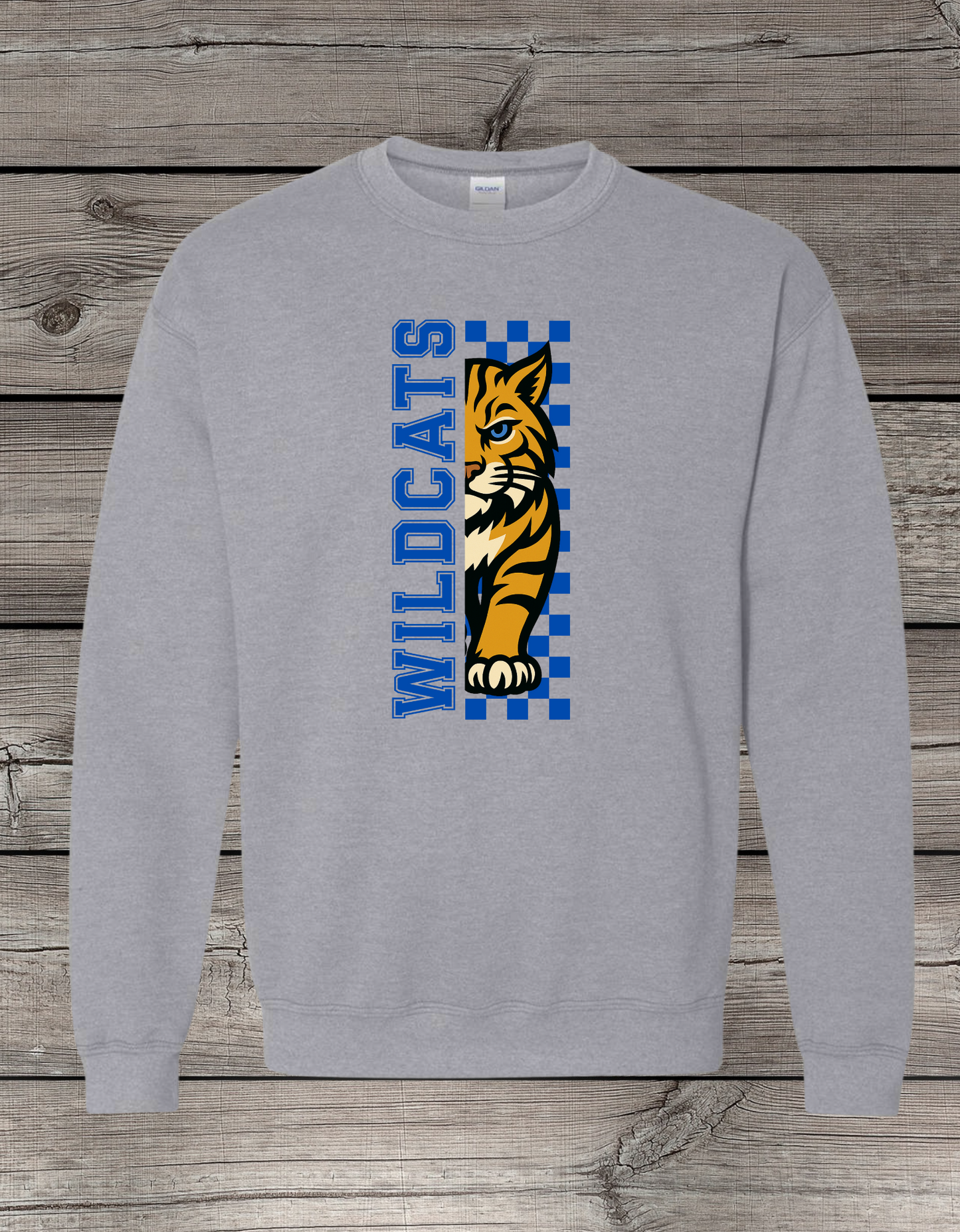 Lyman Wildcats Crewneck Sweatshirt | School Spirit Wear | Youth & Adult Sizes | Lyman Wildcats Checkered