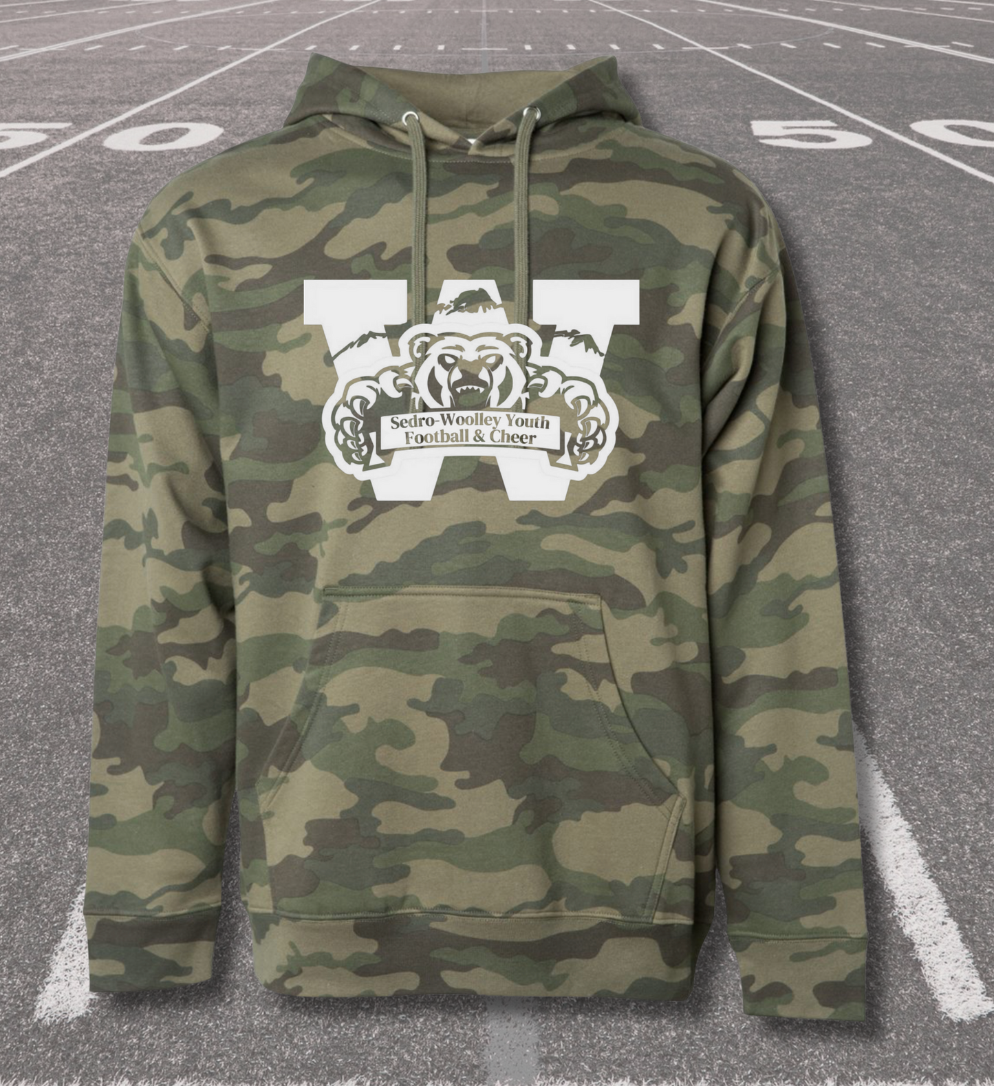 Sedro-Woolley Youth Football & Cheer Heavy Weight Camo Hooded Sweatshirt - Camo Collection