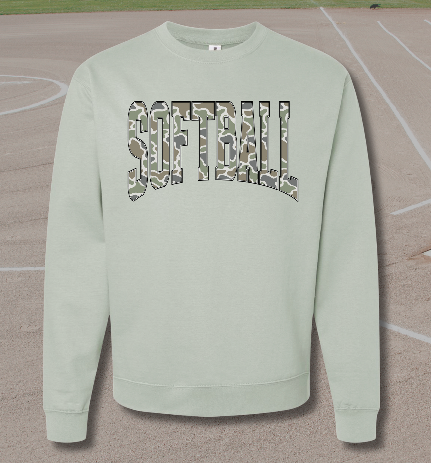 Baseball or Softball Camo Letter Crewneck Sweatshirt