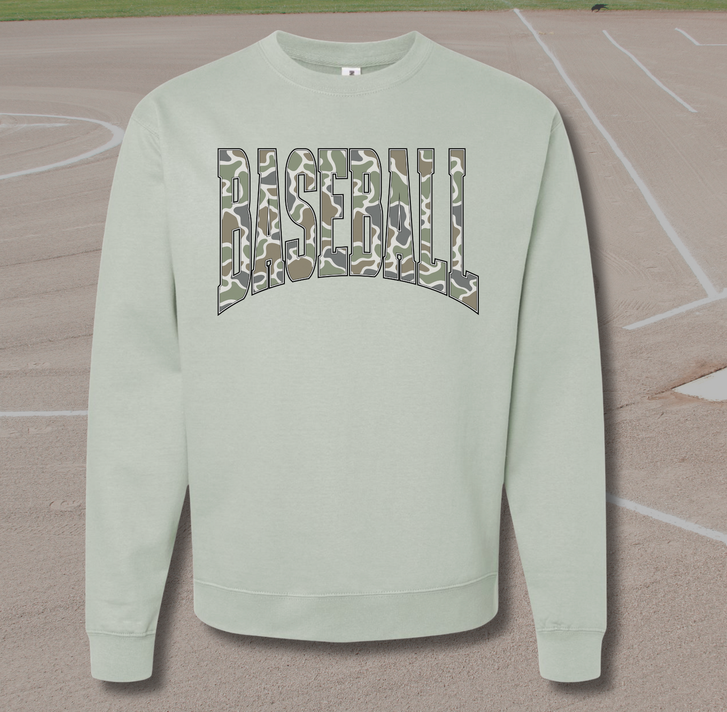 Baseball or Softball Camo Letter Crewneck Sweatshirt