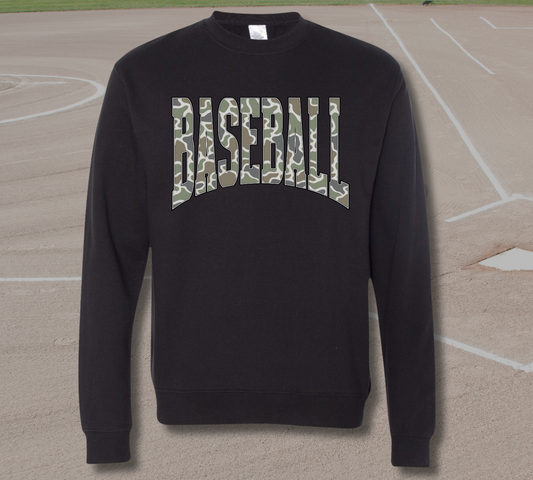 Baseball or Softball Camo Letter Crewneck Sweatshirt