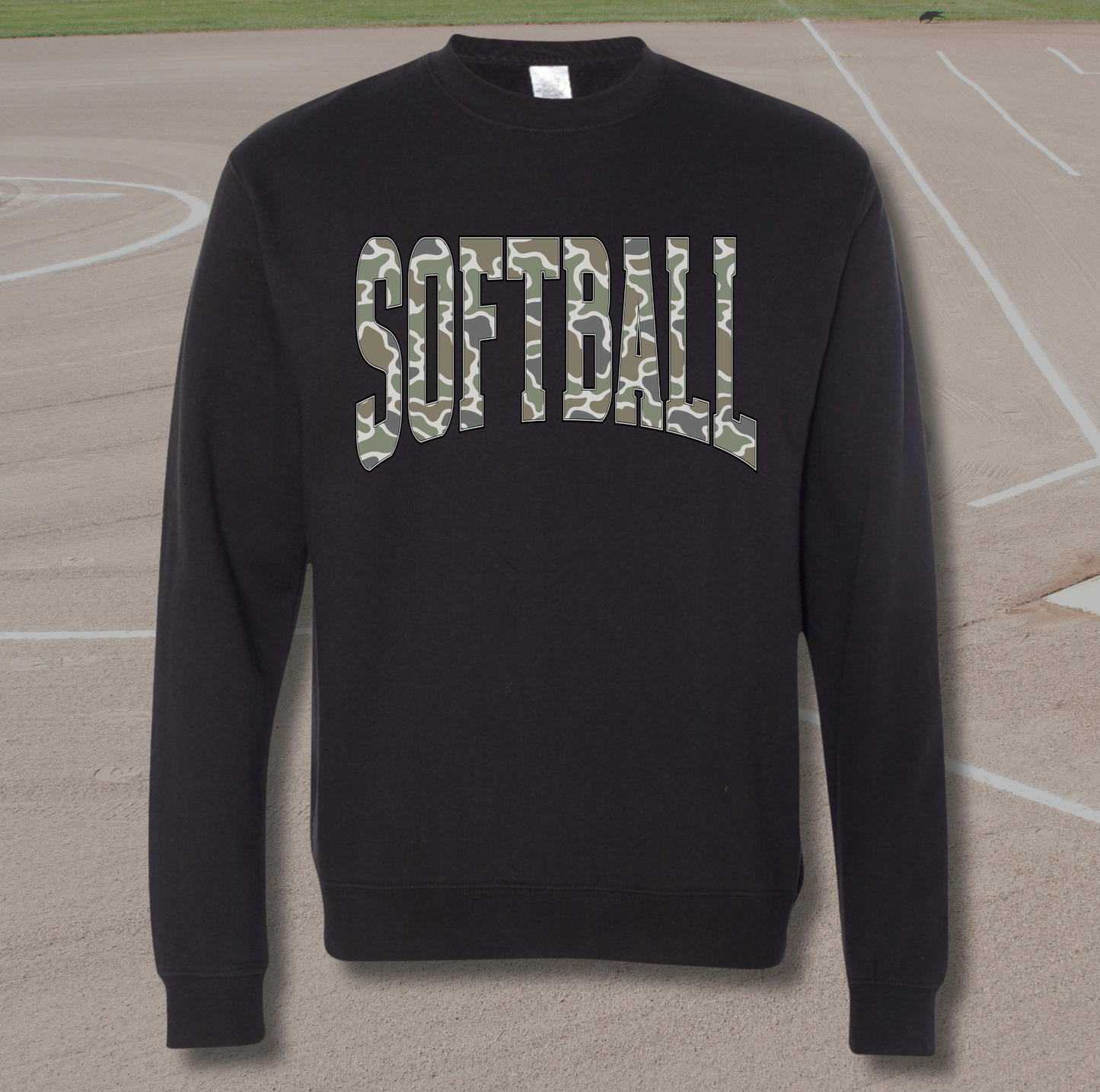 Baseball or Softball Camo Letter Crewneck Sweatshirt