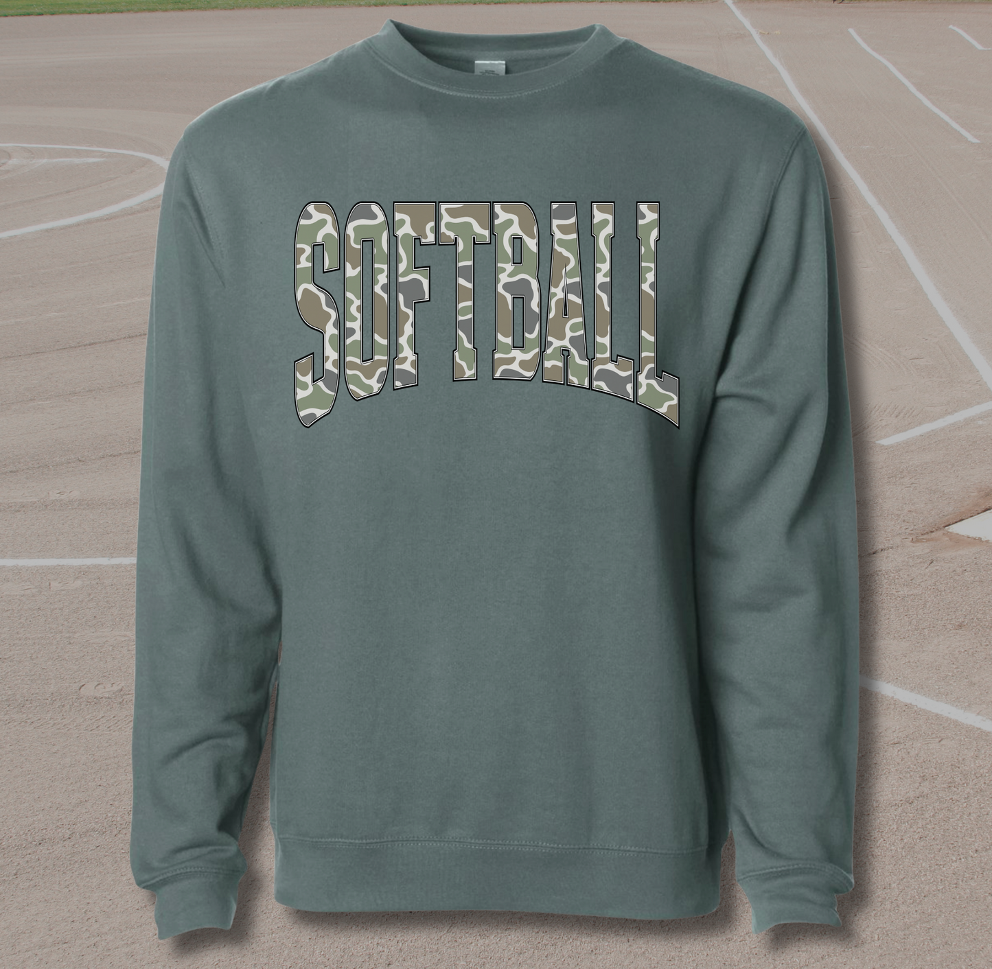 Baseball or Softball Camo Letter Crewneck Sweatshirt