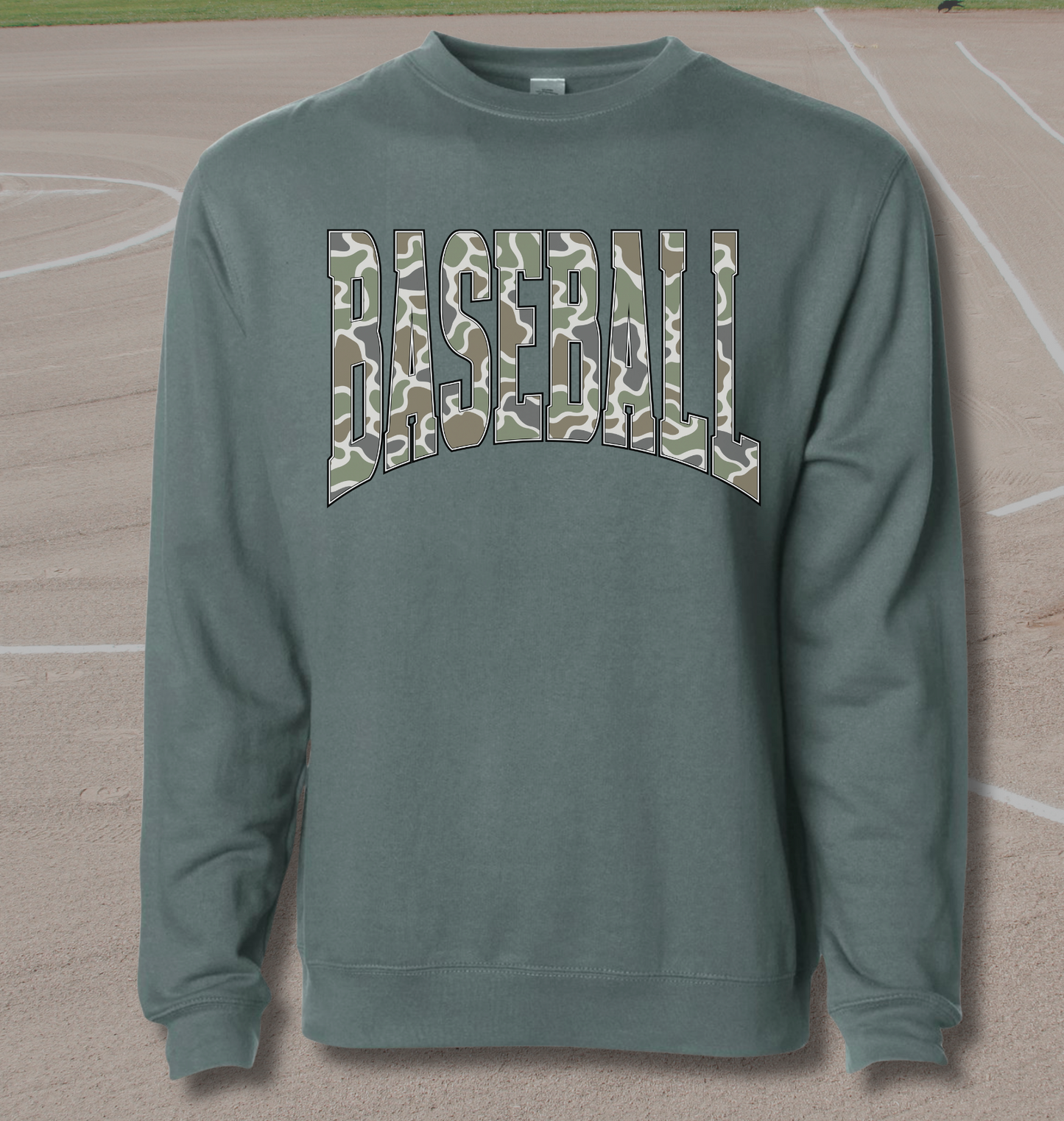 Baseball or Softball Camo Letter Crewneck Sweatshirt