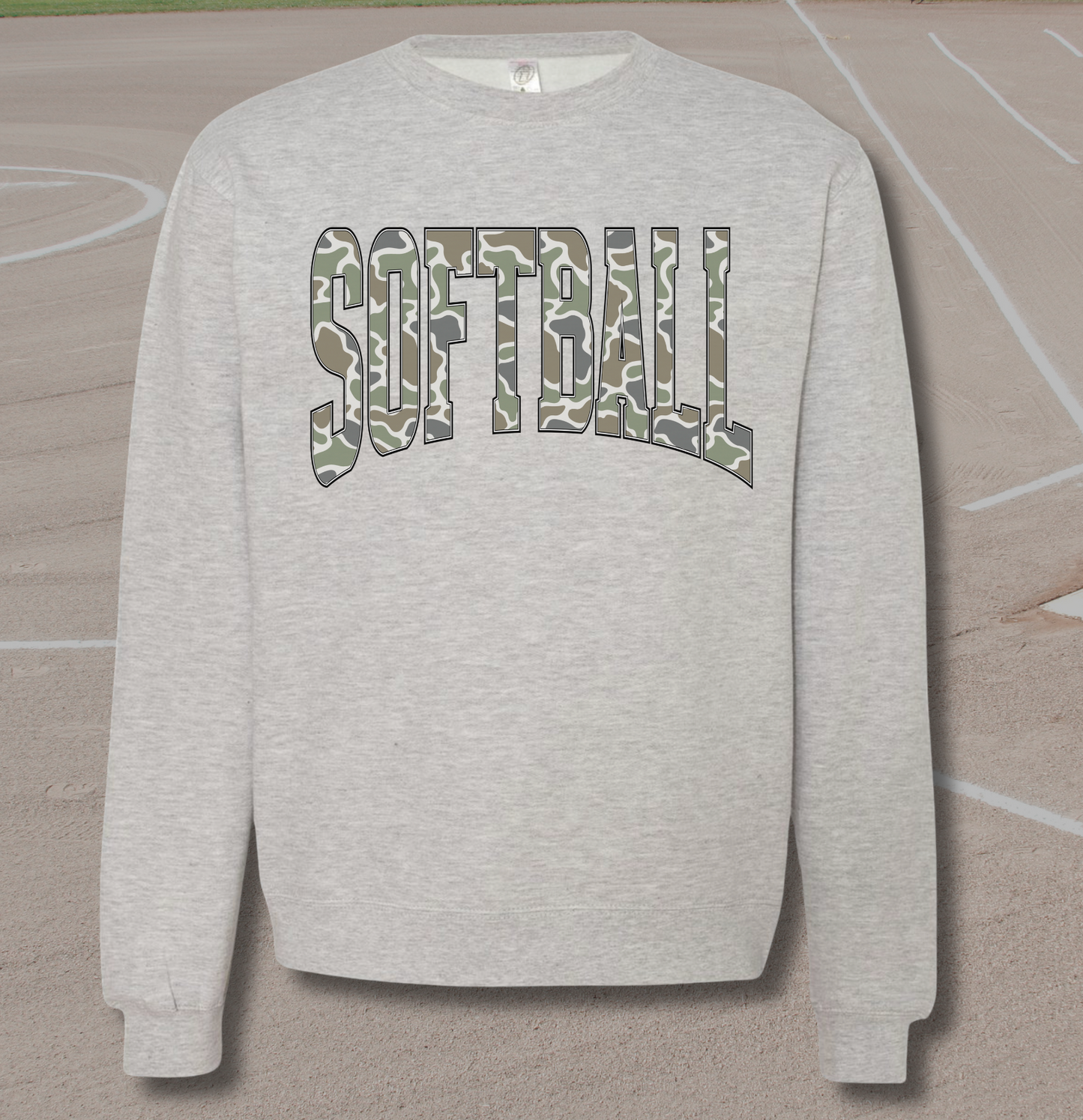 Baseball or Softball Camo Letter Crewneck Sweatshirt