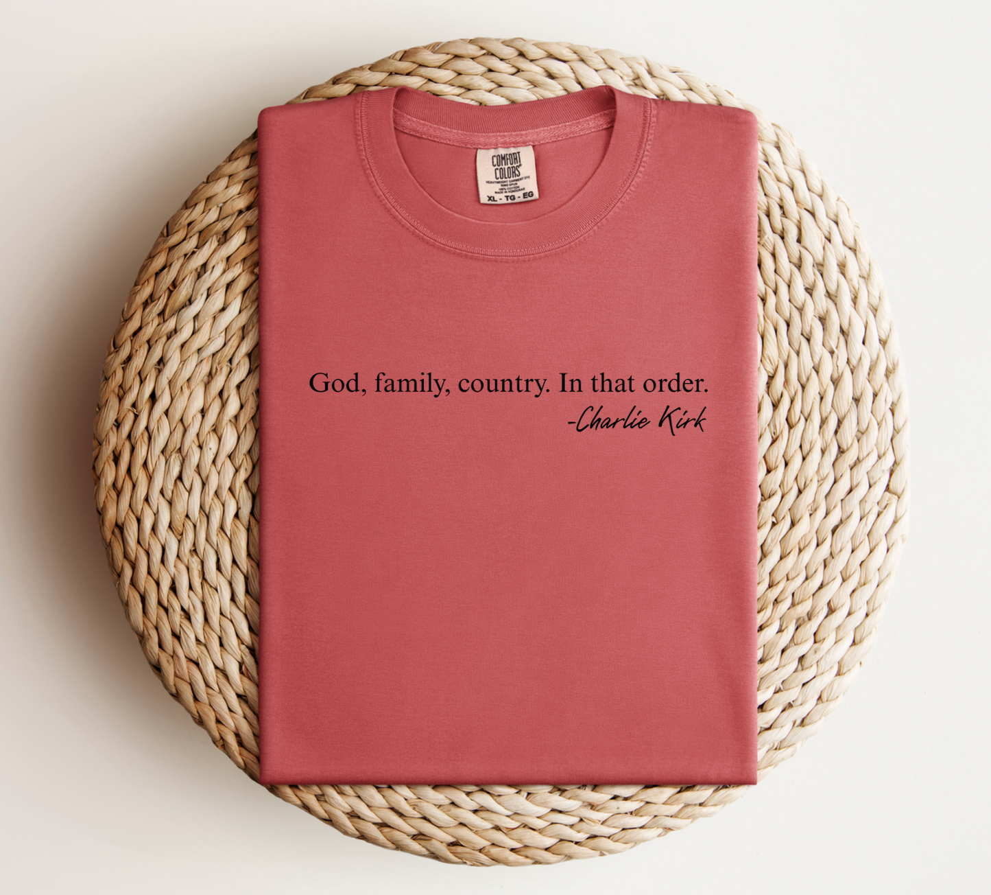 God, Family, Country Tee — Charlie Kirk Quote Shirt (Adult & Youth) 100% of proceeds going to Turning Point USA