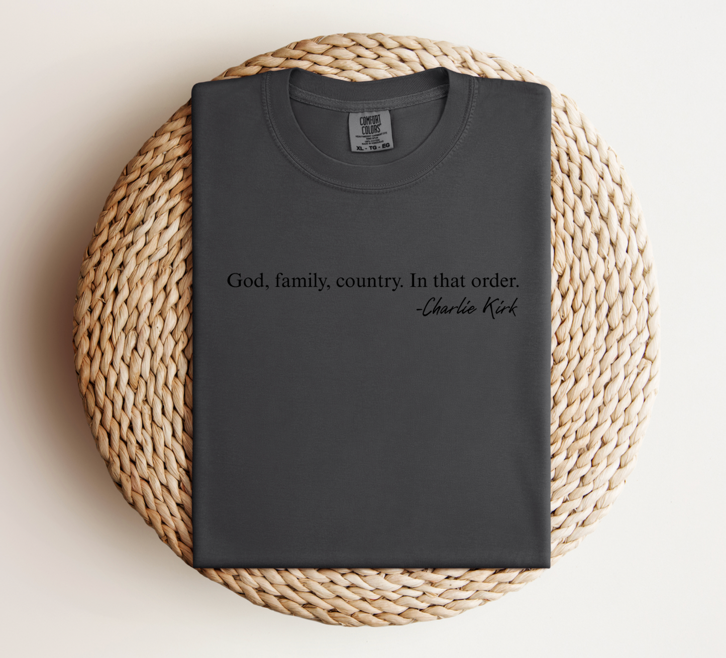 God, Family, Country Tee — Charlie Kirk Quote Shirt (Adult & Youth) 100% of proceeds going to Turning Point USA