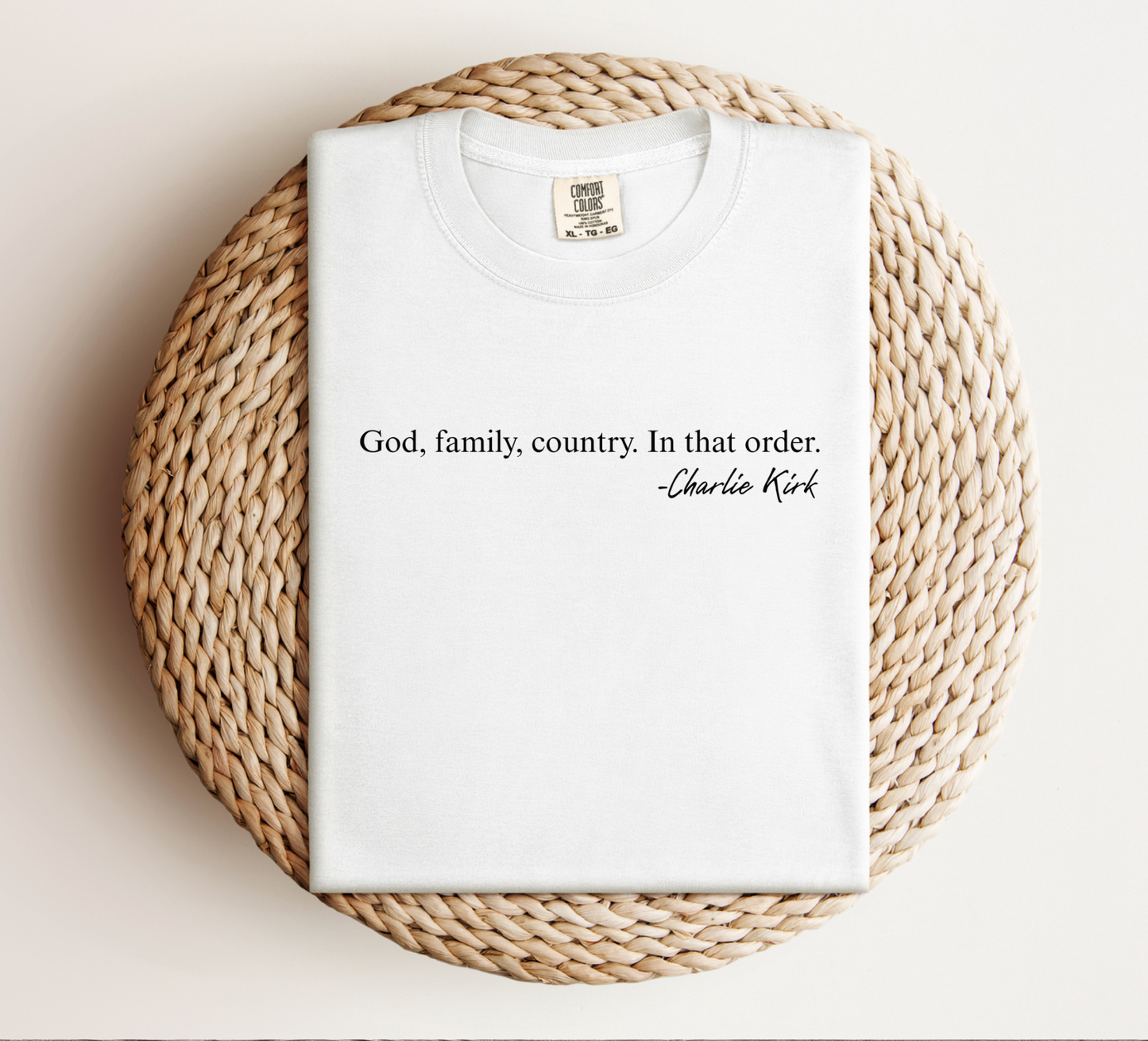 God, Family, Country Tee — Charlie Kirk Quote Shirt (Adult & Youth) 100% of proceeds going to Turning Point USA