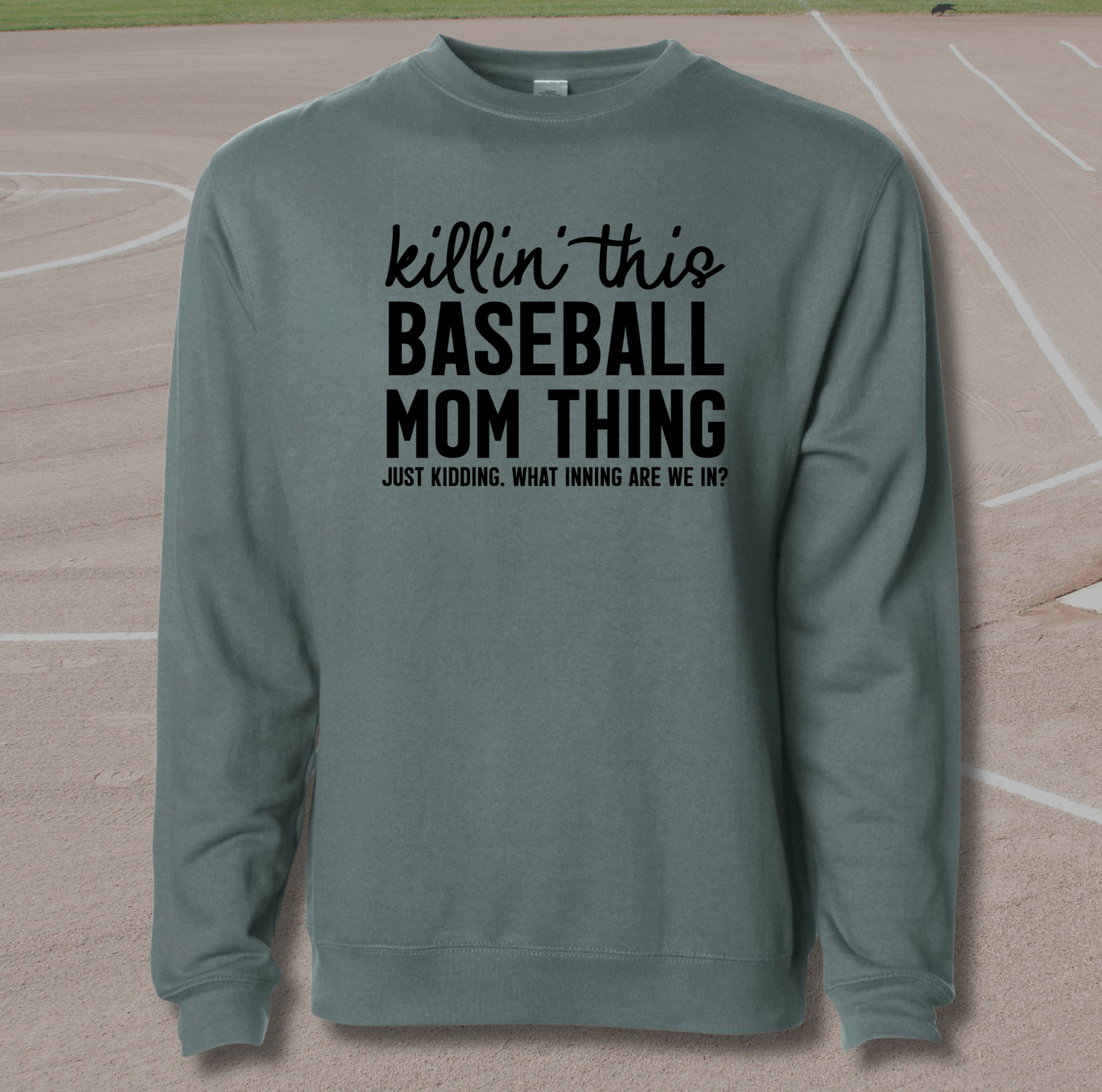 Funny Baseball Mom Crewneck Sweatshirt - Killin' This Baseball Mom Thing